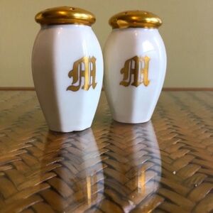 Vintage Monogram M  Salt & Pepper Shakers Bavaria
